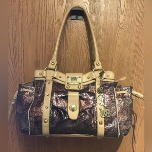 ORIGINAL SHARIF 1827 EMBOSSED LEATHER REPTILE MULTI COLORED METALLIC HANDBAG